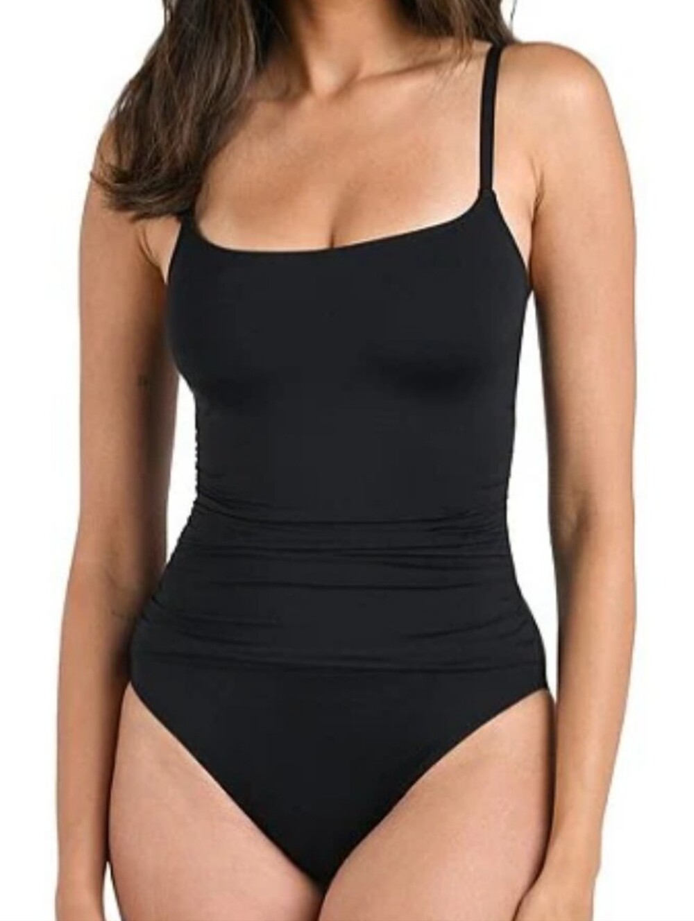 La Blanca Black Island Goddess One-Piece Swimsuit with Slim Straps